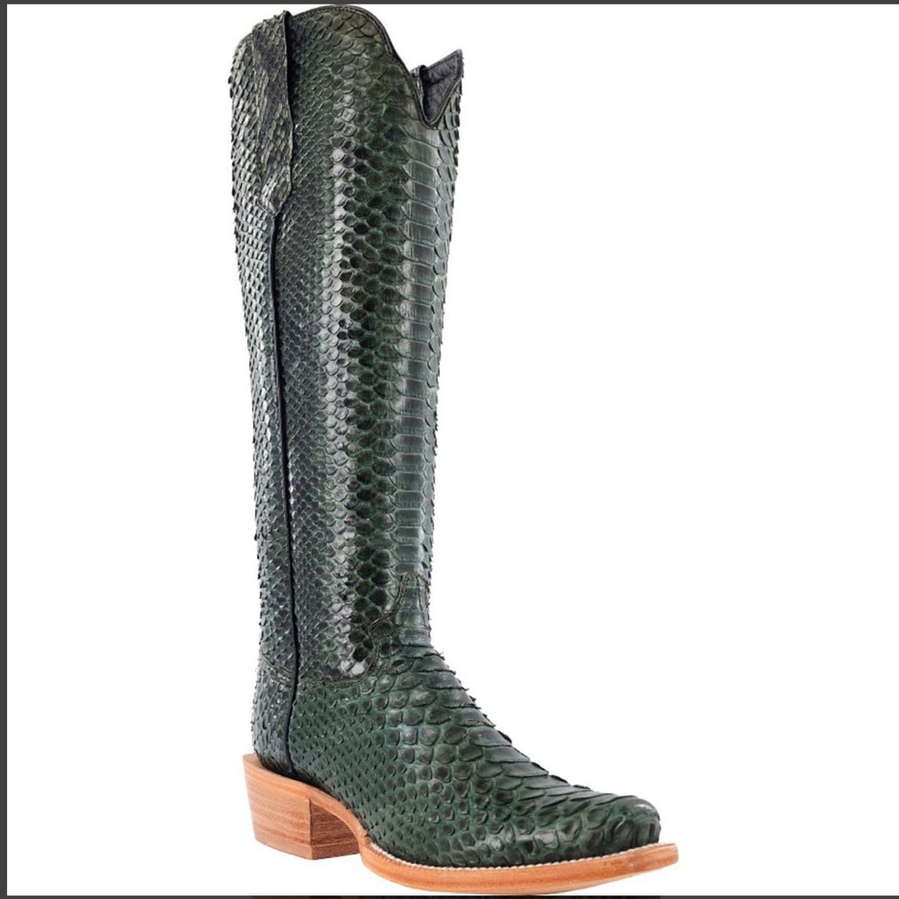 R. WATSON WOMEN’S DARK GREEN PYTHON BOOT